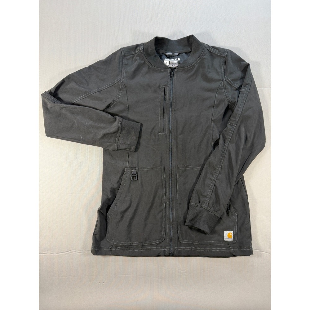 Carhartt Force Modern Fit Scrub Jacket Black XS Full Zip C82110 Bomber Collar
